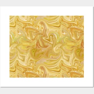 Yellow Silk Marble - Digital Liquid Paint Posters and Art